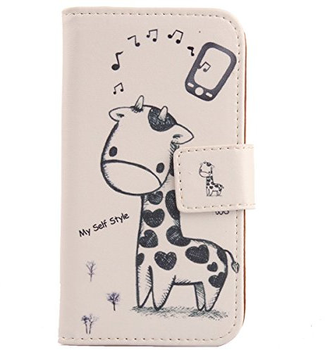 Lankashi Painted Flip Wallet-Design PU Leather Cover Skin Protection Case For Argos Alba 5.7 (Giraffe Design)