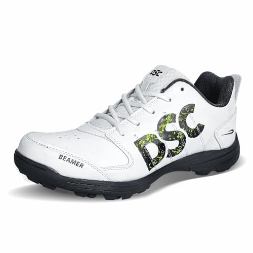 DSC Beamer Cricket Shoes for Men & Boys | Lightweight Cricket Footwear | Superior Cushioning & Breathability Grey White 6UK/7US/40EU