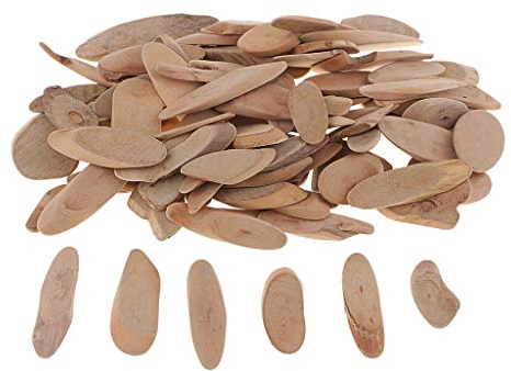 kowaku 250g Unfertige Holz Treibholz Sticks Scheiben für Heimwerken Hochzeitsdekoration, Oval, 4,2-8 cm