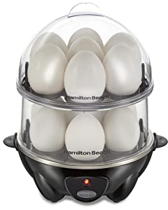 Hamilton Beach 3-in-1 Electric Egg Cooker for Hard Boiled Eggs, Poacher, Omelet Maker & Vegetable Steamer, Holds 14, Black (25508)