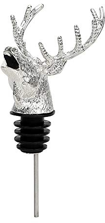 NOPNOG Stag Head Wine Pourer, Silver Stainless Steel Wine Stopper