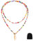 Boho Muschelkette Damen Gold Perlen Choker Halsketten Bunt Perlenkette Sommer Bohemian Halskette Strand Geschichtet Ethnischer Halsband Schmuck für Frauen und Mädchen