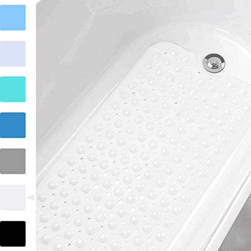 MoreCro® Badewannenmatte rutschfest, 100 x 40cm Extra Lange Schimmelresistente Duschmatte rutschfest/Badewanneneinlage, Maschinenwaschbar (Weiß)