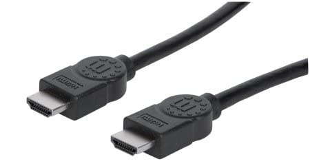 Manhattan HDMI Cable, 4K@30Hz (High Speed), 2m, Male to Male, Black, Equivalent to Startech HDMM2M, Ultra HD 4k x 2k, Fully Shielded, Gold Plated Contacts, Lifetime, Polybag