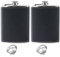 ROIMOE 2X Flasque a Alcool avec 2 Entonnoir 8Oz, Cuir Noir 240ml Fiole Alcool Portable Acier Inoxydable Flasque de Whisky pour Voyage en Plein Air Camping Pêche Escalade (Motif litchi)
