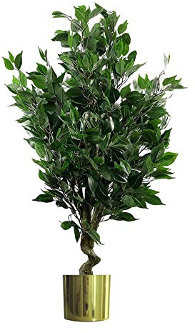 Leaf Realistic Artificial Ficus Tree with Planter, Mixed Materials, 110cm Evergreen Gold