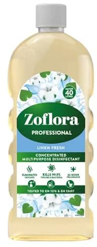 Zoflora Concentrated Linen Fresh Disinfectant Liquid, 1 Litre, Powerful Antibacterial & Multi-Surface Cleaner, Kills 99.9% of Bacteria & Viruses