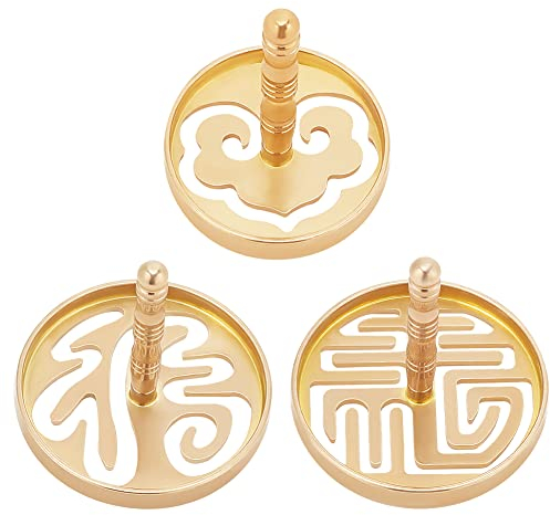 WEBEEDY 3 Pcs Encens Presse Moule en Laiton Encens Moule Outil Chinois Poudre D'Encens Presse Kit de Fabrication Encens Cône Moules pour DIY Parfum Yoga Méditation Accessoire
