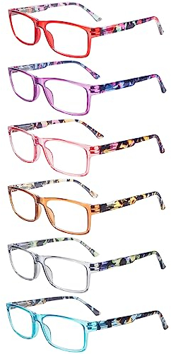 ZONLON 6 Pack Damen Lesebrillen Blaulichtfilter Brille Computerbrille mit Federscharnieren Blendfreie Lesehilfe 1.75