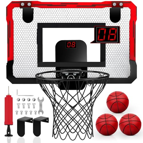 Yimore Panier de Basket Interieur Mini Panier Basket Enfant pour Chambre Mural avec 4 Ballons Jeux de Basketball Jouets Cadeau Garçons