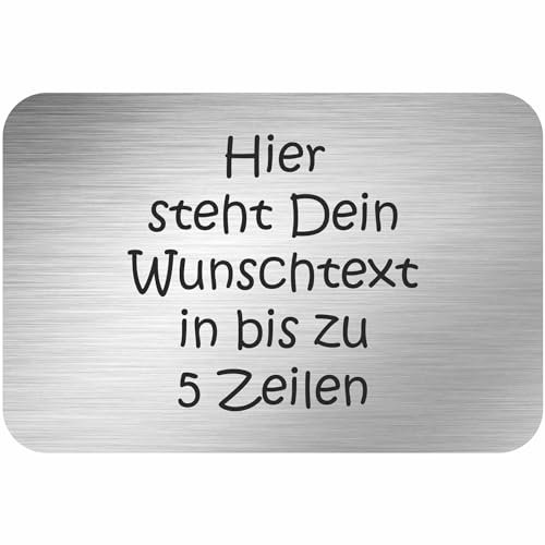 INDIGOS UG - Namensschild - 5 Zeilen Text - 150x100 mm Aluverbundplatte Edelstahllook 3 mm - individuell personalisiert mit Wunschtext, Namen, Familienname, Firma - Briefkasten - Haustür