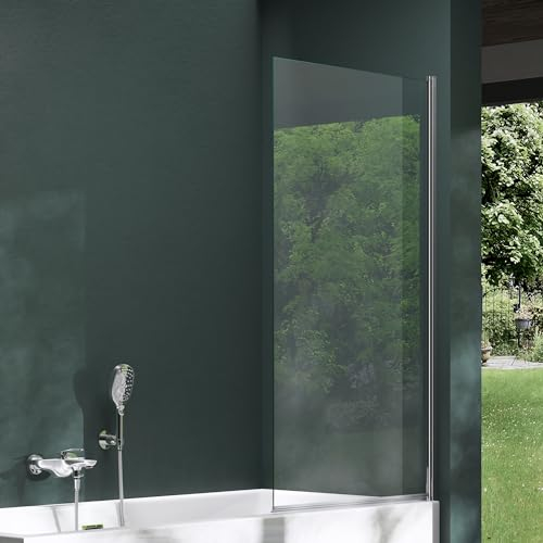 Mai & Mai Duschwand für Badewanne Badewannenwand Sicherheitsglas mit NANO-Versiegelung Badewannentrennwand Badewannenaufsatz 80x140cm Cortona201