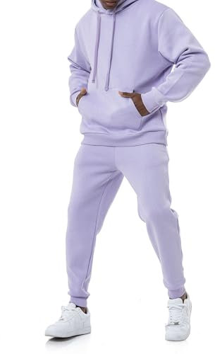 Redbridge Elegante tuta da jogging da uomo, con cappuccio e pantaloni da jogging, Lilla, S