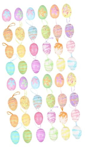 Garneck 48 STK Ostereier Osterbaumdekoration Ostern Hängende Eier Farbiges Osterei Essen Hängende Eierdekorationen Partydekoration Ei-anhänger Urlaube Spielzeugeier Schaum Kind Eingesackt