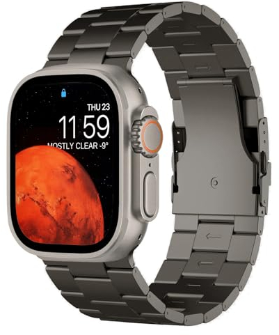 synsing Ultra 2 Titan Armband 49mm Kompatibel mit Apple Watch Ultra 2 & Ultra 1 Metallband (26mm Breite) Titan iWatch armband mit sicherem Verschluss - Farblich passendes Armband,Grau 49