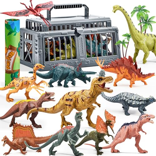 JOYIN Dinosaurier Spielzeug ab 3-6 Jahre, Kinder Spielzeug Spielmatte Set, 19 PCS Realistische Dinosaurier Figuren für 3 4 5 6 Jahre, Dinosaurier Spielzeug für Kindergeburtstag