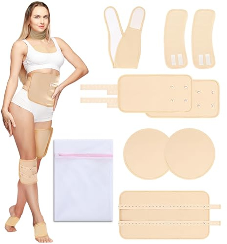 9 Stück Rizinusöl-Packung, wiederverwendbare Rizinusöl-Packung, Bio-Baumwolle, für Hals, Brust, Taille, Rücken, Knie und Füße, verstellbare elastische Riemen, Rizinusöl-Wickel mit Wäschesack,