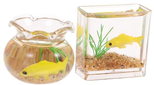 Alasum 2stücke Miniaturnes Fischglas Künstliche Aquarium Dekoration Für Puppenhaus Und Blumenbeet Realistische Miniatur Ornamente Für Garten Und Zuhause
