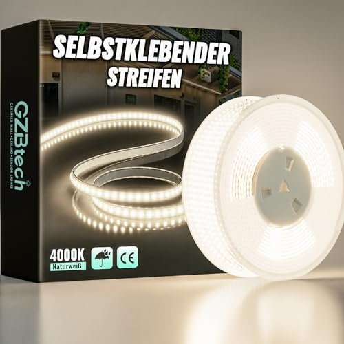 GZBtech Silikon LED Strip Light 30M, 230V 4000K Neutralweiß LED Streifen Schrankbeleuchtung, kürzbar Selbstklebend LED Lichtband für Schlafzimmer Küchen Innen Außen Deko und Kommerzielle Nutzung