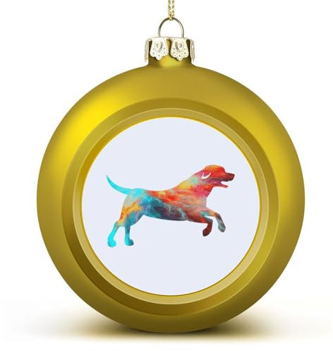 Weihnachtskugel mit Sternenhimmel, Silhouette, Labrador Retriever, goldener Hundeball, Ornamente für Weihnachtsbaum, Dekoration, Weihnachtsanhänger, Kugeln, Urlaub, Party, Gastgeschenk, Geschenke für
