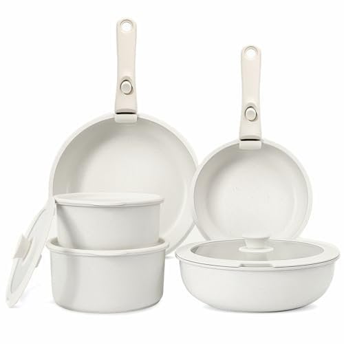 Juego de Ollas y Sartenes Cerámicas GiPP Antiadherente - Juego de Cocina con Mangos Desmontables, No Tóxico, Apto para Inducción, Horno y Lavavajillas, 11 Piezas