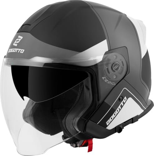 Bogotto H586 City-B Jethelm, schwarz matt/grau/weiß, L
