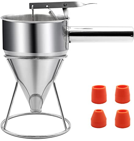 1200ML Pancake Batter Dispenser, Stainless Steel Funnel Cake Dispenser with Stand Heavy Duty Baking Tool for Cupcake Waffles Cakes