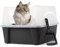 Iris Ohyama Lettiera per gatti con paletta, fino a 7 kg, nera, aperta, senza coperchio, lettiera per gatti di grandi dimensioni, gattini, toilette, XXL, senza BPA, Cat Litter Box, DDCLH-12