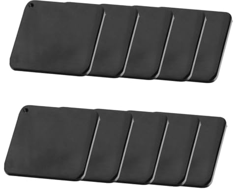 Baluue 10 Stück Edelstahl Anhänger Quadratisch Schwarz 2x30mm mit Loch Spiegelnd Gravierbar für Selbstgemacht Schmuckherstellung Halskettenanhänger Armband und Ohrringzubehör