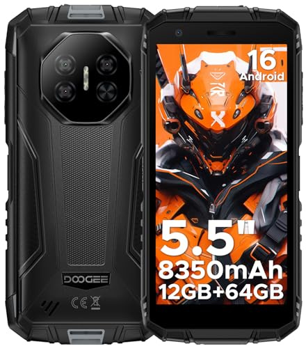 Luzglo Fire 3 Teléfono Movil irrompible Android 16, 5.5 IPS HD+, 8350mAh,12GB +64 GB/2TB TF movil Resistente,13MP+8MP,Octa Core,NFC/Face ID/GPS/OTG/3,5mm/Widevine L1/IP68&IP69/4G Dual SIM Smartphone