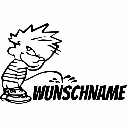 NOMIRO Aufkleber selbst gestalten - Pissmännchen Autoaufkleber - schwarz 20 cm für Auto Heckscheibe - wetterfest UV-beständig - mit Wunschtext personalisiert für PKW Traktor LKW Motorrad