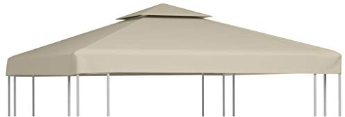 Ersatzdach für Pavillon 3x3 m, Gartenpavillon Abdeckung mit Kaminabzug, Wetterfeste Pavillonbespannung Beige