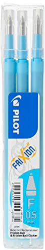 Pilot Pen 2276010F - Ersatzminen Tintenroller Frixion Ball Clicker, Stärke: 0,5 mm, hellblau, radierbar 3 Stück