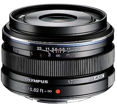 Olympus M.Zuiko Objectif Digital 17mm F1.8, focale fixe lumineuse, compatible tout appareil Micro 4/3 (modèles Olympus OM-D & PEN, Panasonic G-series), Noir