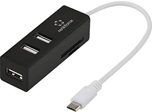 Renkforce 3 Port USB 2.0 OTG-Hub mit SD-Kartenleser RF-3586293 Schwarz