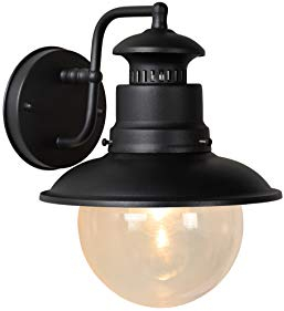 LUCIDE FIGO - Wandleuchte Innen/Außen - Ø 21,5 cm - 1xE27 - IP44 - Schwarz