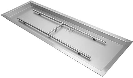 Stanbroil Sartén rectangular de 30 x 10 pulgadas con quemador en H, chimenea de gas para exterior, acero inoxidable 304, 125,000 BTU máx