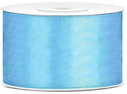 DaLoKu Satinband 6/12/25/38/50/100mm x 25m Geschenkband Schleifenband, Größe: 38mm x 25m, Farbe: Hellblau