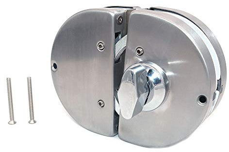 Cerradura de puerta de vidrio doble NUZAMAS mejorada de acero inoxidable, cerrojos de puerta abiertos sin marco de ambos lados para vidrio de 10-12 mm de espesor