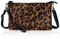 befen Echtleder Damen Umhängetasche Klein Clutch RFID-Blockierung Handtasche Damen Leder Crossbody Bag mit Reißverschluss und Schultergurt & Handgelenkband,Leopardenfarbe