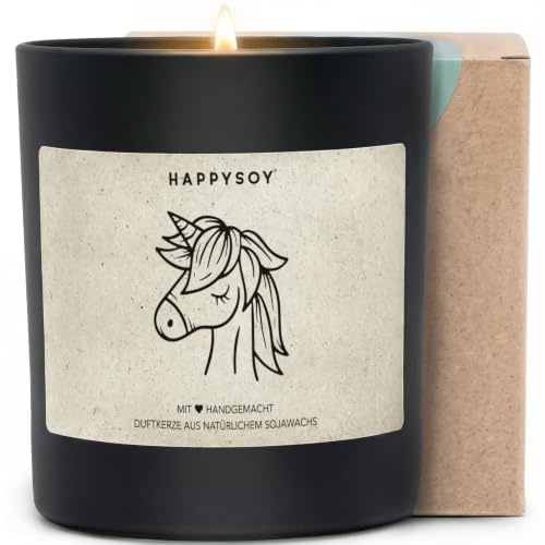 Einhorn Geschenk Duftkerze im Glas mit Spruch aus Soja - natürlich handgemacht nachhaltig - kleines lustiges Geschenk stilvolle Geschenkidee Dekoidee für Einhornliebhaber Freund Freundin