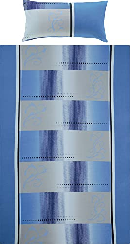 Erwin Müller Bettwäsche, Bettgarnitur Single-Jersey blau Größe 155x200 cm (40x80 cm) - anschmiegsame Qualität, bügelfrei, pflegeleicht, mit praktischem Reißverschluss (weitere Größen)