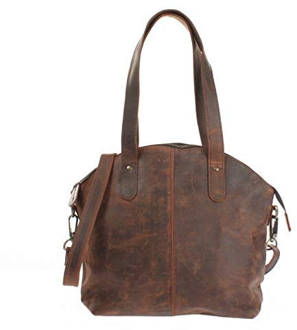 LECONI Shopper Schultertasche Damen Handtasche Ledertasche Natur Henkeltasche aus Leder Damentasche 33x30x10cm schlamm LE0060-wax