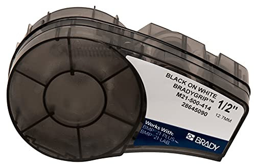 Brady (M21-500-414 BradyGrip bedruckbares Klettband für BMP21-PLUS; BMP21-LAB; BMP21 12.70 mm x 3.048 m Schwarz auf Weiß