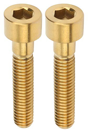 Keenso Bike Stem Screws, 2 Pcs M6 X 30mm Titanium Alloy Bicycle Handlebar Stem Mountain Bike Road Bike Headset Screws Set(Gold) Bicycles and Spare Parts Bicycles and spare parts