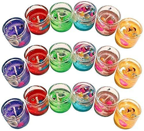 TreegoArt Mehrfarbige, rauchfreie Mini-Kerzen aus Glas, Gelee-Gel, kleine Kerzen, für Heimdekoration, Diwali-Dekoration, Geburtstage, Party, 30 Stück