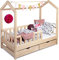 Sanmar Kinderbett Bett Hausbett 120x200 mit Rausfallschutz Lattenrost und Schubladen Bettgestell aus Kiefer Holz für Haus Kinder Jungen & Mädchen - Holzbett Baby Kinderzimmer Junge Deko