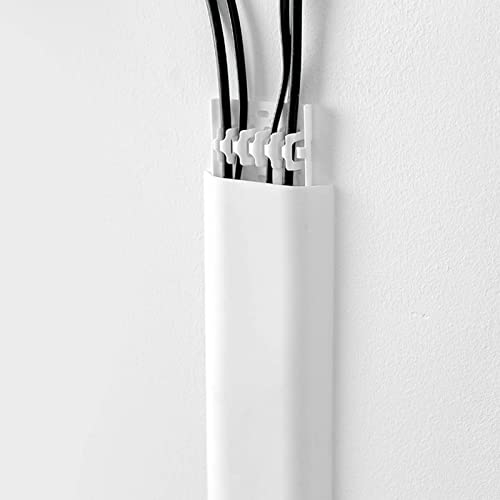 Laluky Cable Fixation Clamp, Efficient Self-Adhesive Wall Cable Cover Channel, Paintable Cord Concealer an ti-Creeping System Cable Hider for Hide Cables Wall Mount TV Cords(White)