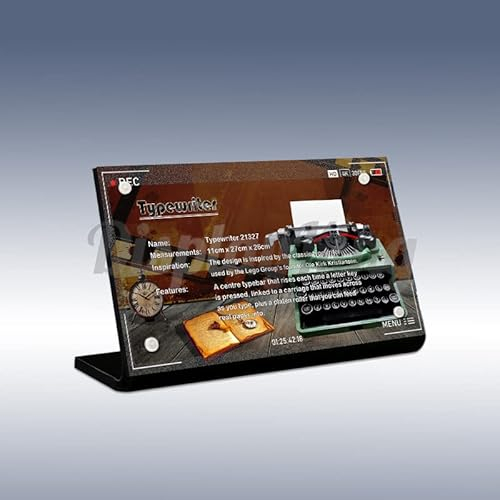 Acrylschild für LEGO Schreibmaschine 21327 (Lego Set ist nicht im Lieferumfang enthalten)