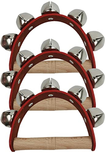 3st Handglocke Aus Leder Mit Fünf Glocken Musikalisches Glockengerassel Kinder Handhaben Schlagzeug-tamburin Weihnachtliche Handklingeln Spielzeug Saitenglocken Baby Tragbar